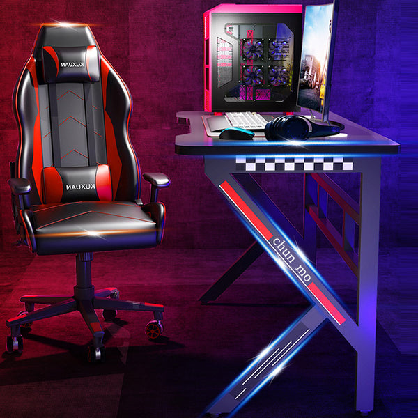 Z-Shaped Gaming Desk with Monitor Shelf